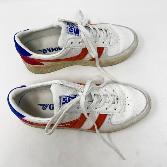 Gola Womens US 6 Grandslam Trident Sneaker White Hot Coral Marine Blue Lace Up - Picture 3 of 12